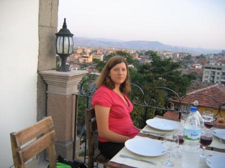 Anna op terras in
Pergamon